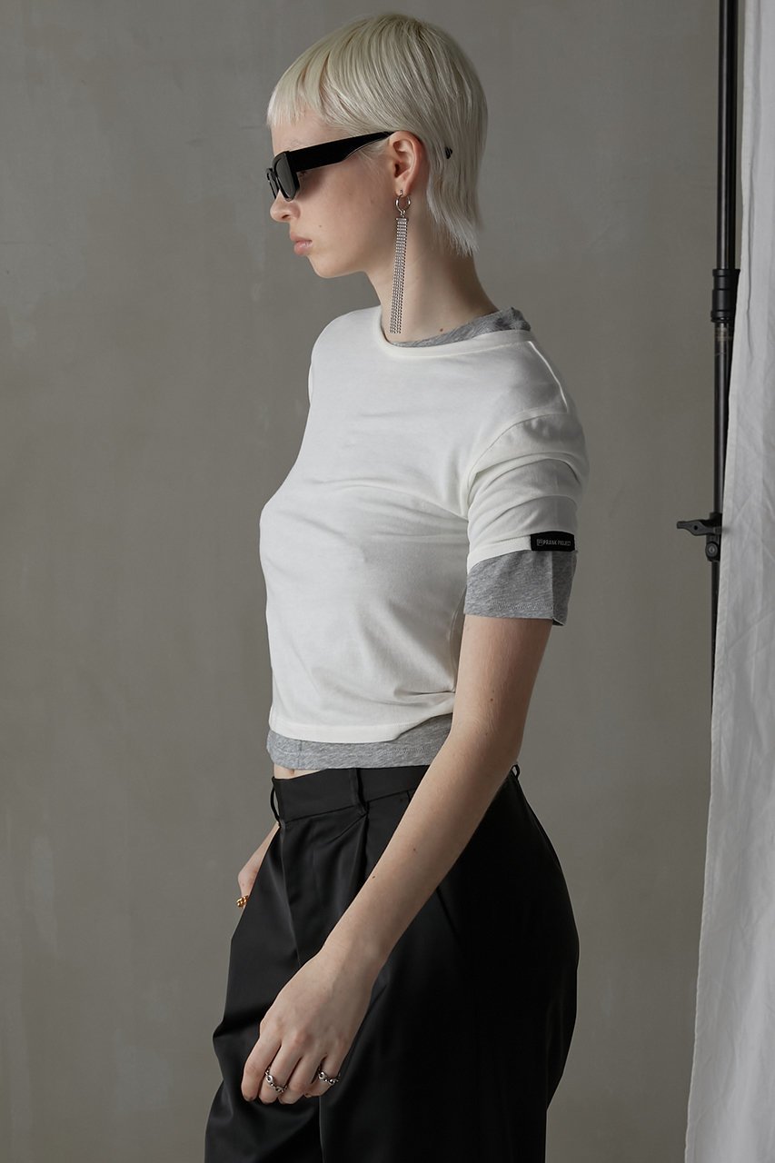 【プランク プロジェクト/PRANK PROJECT】のダブルレイヤードTEE / Double Layered Tee 人気、トレンドファッション・服の通販 founy(ファニー) 　ファッション　Fashion　レディースファッション　Fashion for Women　トップス・カットソー　Cut & Sew Tops　シャツ・ブラウス・オフィスカジュアル　Elegant Blouses & Button-Ups　ロングTシャツ・Tシャツ　Longline T-Shirts & Tees　カットソー・ベーシックTシャツ　Cut-and-Sewn Tops / Stretch Tees & Basics　おすすめ　Recommended / Our Picks　カットソー　Cut and Sewn Top　ショート　Short, Short Length　ストレッチ　Stretch, Stretchy Fabric　スリーブ　Sleeve, Long Sleeve / Short Sleeve　other-7|ID: prp329100004883534 ipo3291000000036454498