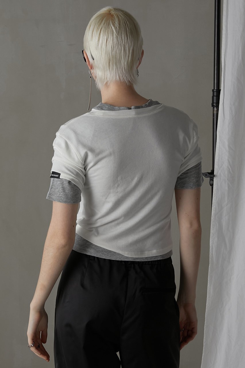 【プランク プロジェクト/PRANK PROJECT】のダブルレイヤードTEE / Double Layered Tee 人気、トレンドファッション・服の通販 founy(ファニー) 　ファッション　Fashion　レディースファッション　Fashion for Women　トップス・カットソー　Cut & Sew Tops　シャツ・ブラウス・オフィスカジュアル　Elegant Blouses & Button-Ups　ロングTシャツ・Tシャツ　Longline T-Shirts & Tees　カットソー・ベーシックTシャツ　Cut-and-Sewn Tops / Stretch Tees & Basics　おすすめ　Recommended / Our Picks　カットソー　Cut and Sewn Top　ショート　Short, Short Length　ストレッチ　Stretch, Stretchy Fabric　スリーブ　Sleeve, Long Sleeve / Short Sleeve　other-8|ID: prp329100004883534 ipo3291000000036454500