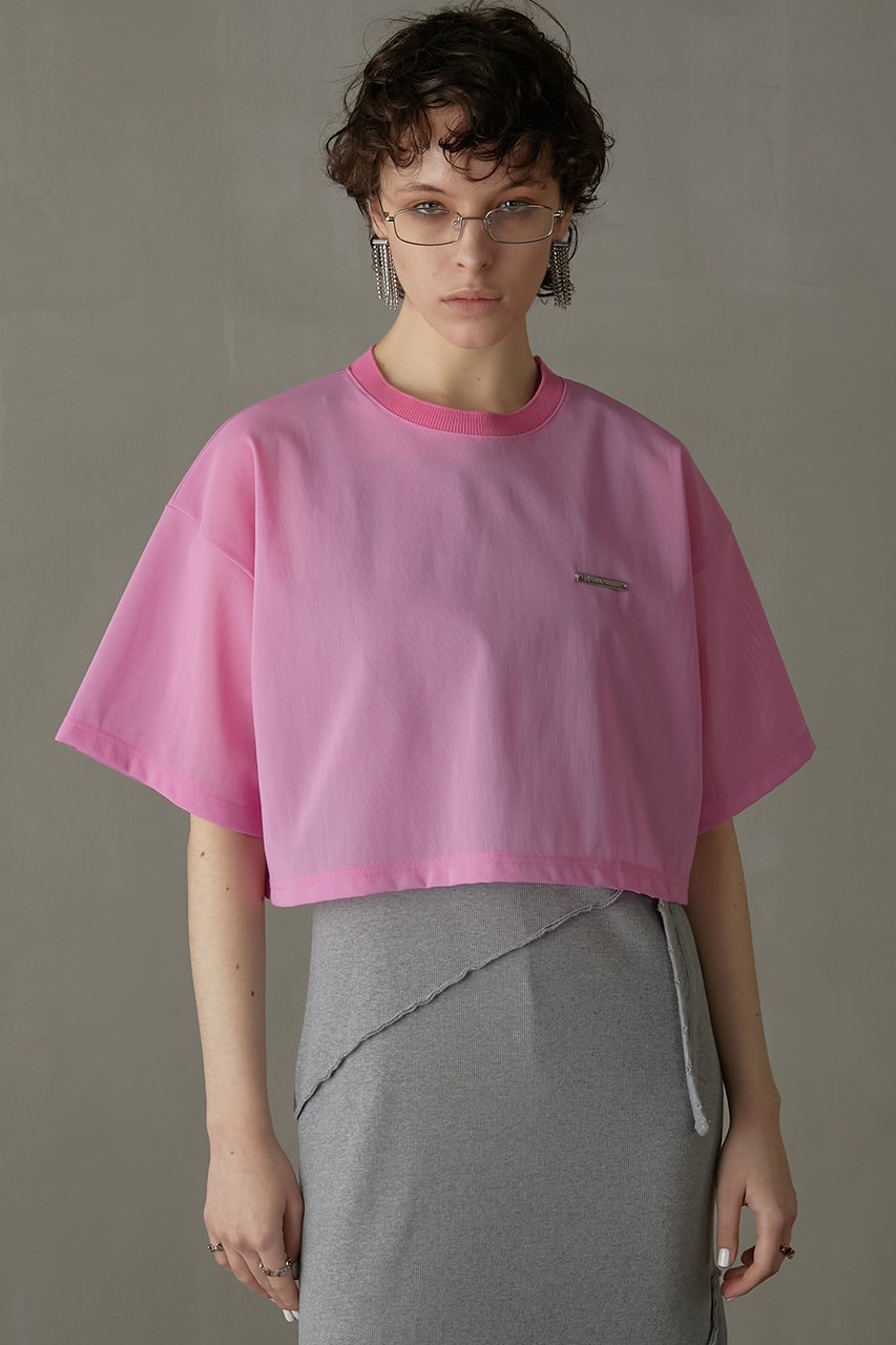 【プランク プロジェクト/PRANK PROJECT】のハードメッシュオーバーTシャツ / Hard Mesh Over T-shirt 人気、トレンドファッション・服の通販 founy(ファニー) 　ファッション　Fashion　レディースファッション　Fashion for Women　トップス・カットソー　Cut & Sew Tops　シャツ・ブラウス・オフィスカジュアル　Elegant Blouses & Button-Ups　ロングTシャツ・Tシャツ　Longline T-Shirts & Tees　カットソー・ベーシックTシャツ　Cut-and-Sewn Tops / Stretch Tees & Basics　クロップド　Cropped, Short Length　ショート　Short, Short Length　スポーツ　Sports, Activewear　スポーティ　Sporty, Casual Athletic　スリーブ　Sleeve, Long Sleeve / Short Sleeve　メッシュ　Mesh, Net Fabric　other-7|ID: prp329100004883540 ipo3291000000036454560