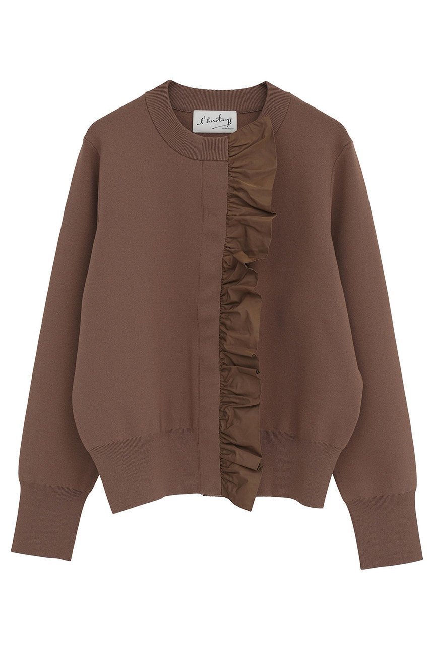 【マルティニーク/martinique】の【l heritage martinique】タフタフリルカーディガン インテリア・キッズ・メンズ・レディースファッション・服の通販 founy(ファニー) ファッション Fashion レディースファッション Fashion for Women トップス・カットソー Cut & Sew Tops ニット Knit Tops & Sweaters カーディガン・羽織り Layered Style Cardigans おすすめ Recommended / Our Picks カーディガン Cardigan, Knitwear ジャカード/ジャガード Jacquard, Woven Pattern ストレッチ Stretch, Stretchy Fabric タフタ Taffeta, Structured Fabric フリル Frill, Ruffle フレア Flare, Flared ブルゾン Blouson, Bomber Jacket ベーシック Basic, Essential 人気 Popular, Best Seller 春 Spring 秋 Autumn 羽織 Haori, Light Jacket キャメル|ID: prp329100004884006 ipo3291000000036457142