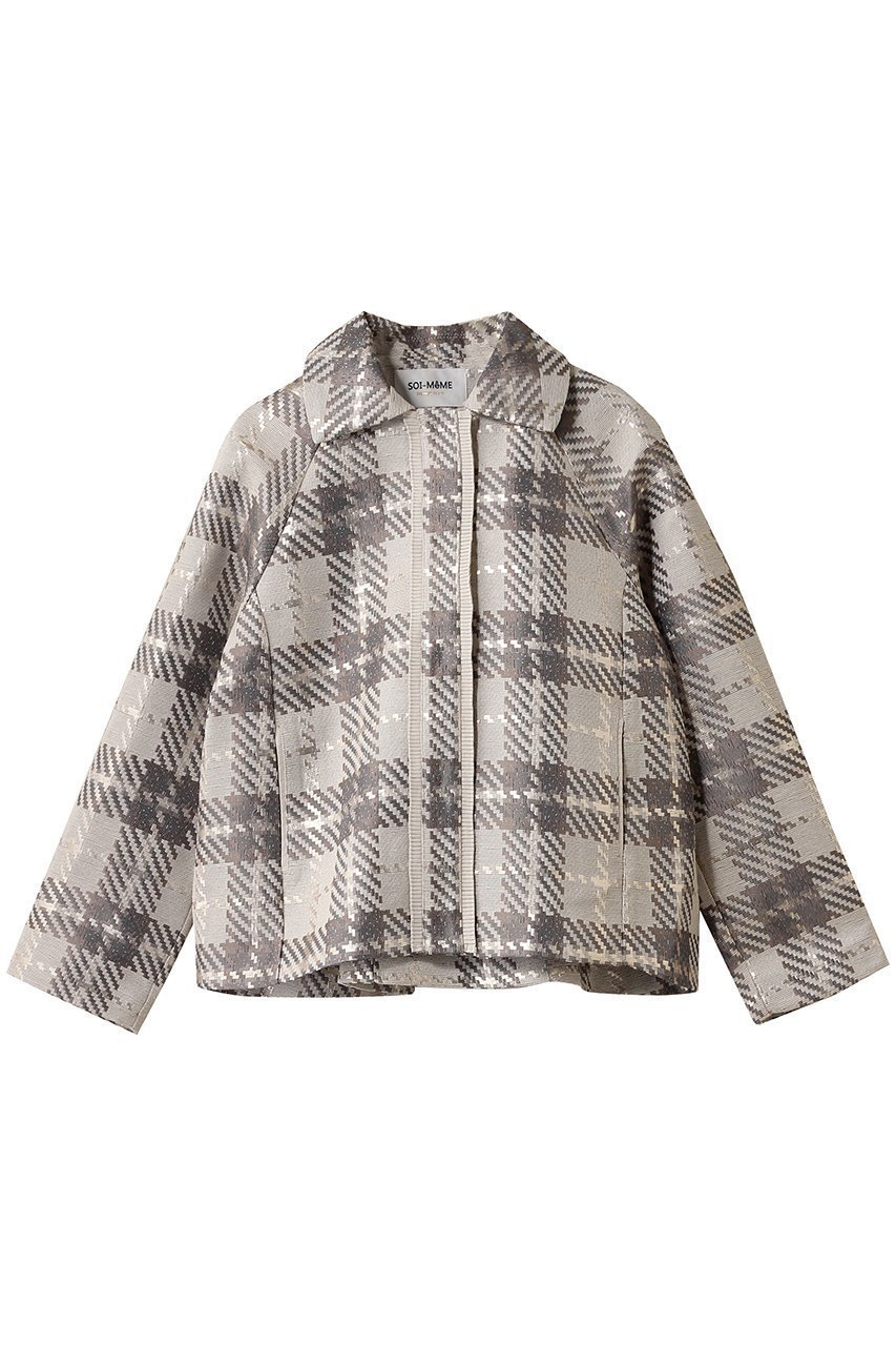 【マリリンムーン/MARILYN MOON】の【SOI-MeME】チェックラメジャガードジャケット インテリア・キッズ・メンズ・レディースファッション・服の通販 founy(ファニー) 　ファッション　Fashion　レディースファッション　Fashion for Women　アウター　Coat / Outerwear Collection　レディースジャケット・軽アウター　Jackets　おすすめ　Recommended / Our Picks　コクーン　Cocoon, Cocoon Silhouette　ジャカード／ジャガード　Jacquard, Woven Pattern　ジャケット　Jacket, Outerwear　タフタ　Taffeta, Structured Fabric　チェック　Check, Plaid, Tartan　フリル　Frill, Ruffle　プリーツ　Pleats, Pleated　ボトム　Bottoms, Lower Wear　モダン　Modern, Contemporary　別注　Limited Edition, Custom Order　アイボリー|ID: prp329100004884065 ipo3291000000036457641