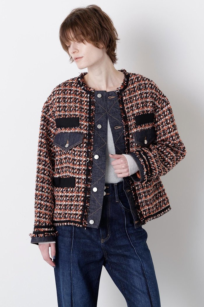 【ヒューエルミュージアム/hueLe Museum】の【STUMBLY】Tweed/Denim Combi JK インテリア・キッズ・メンズ・レディースファッション・服の通販 founy(ファウニー) https://founy.com/ ファッション Fashion レディースファッション Fashion for Women アウター Coat / Outerwear Collection レディースジャケット・軽アウター Jackets エレガント 上品 Elegant ジャケット Jacket, Outerwear ツイード Twill, Twill Weave デニム Denim, Jeans Material バランス Balance, Style Balance ミックス Mix, Mixed Style リメイク Remake, Reconstructed |ID: prp329100004884073 ipo3291000000036800043