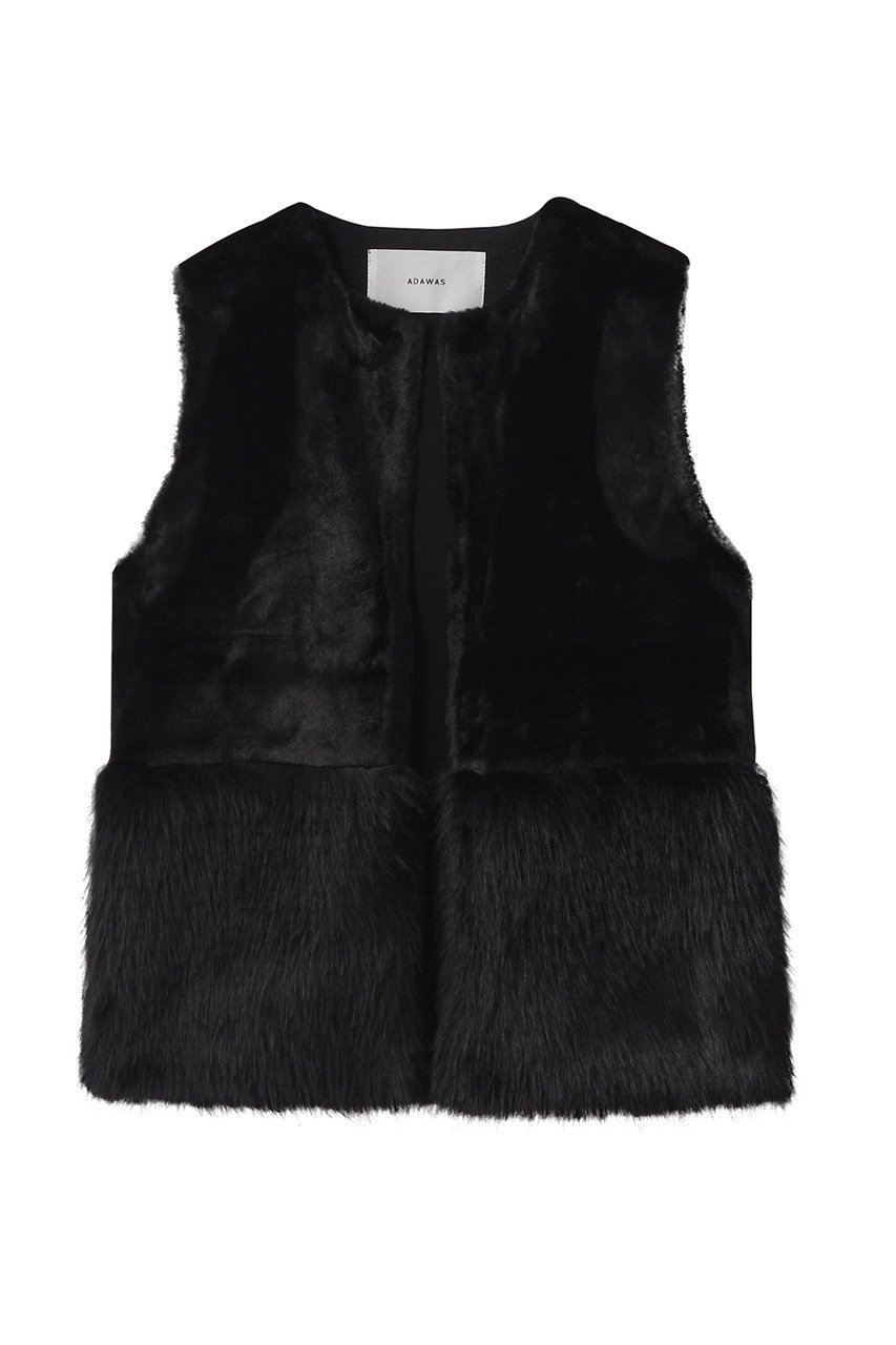 【アダワス/ADAWAS】のフェイクファー パネルベスト インテリア・キッズ・メンズ・レディースファッション・服の通販 founy(ファニー) 　ファッション　Fashion　レディースファッション　Fashion for Women　アウター　Coat / Outerwear Collection　レディースジャケット・軽アウター　Jackets　ジャケット　Jacket, Outerwear　バランス　Balance, Style Balance　フェイクファー　Faux Fur, Imitation Fur　フロント　Front, Front Design　ベスト　Vest, Waistcoat　ミドル　Middle Length, Mid Height　モダン　Modern, Contemporary　ブラック|ID: prp329100004884076 ipo3291000000036457721