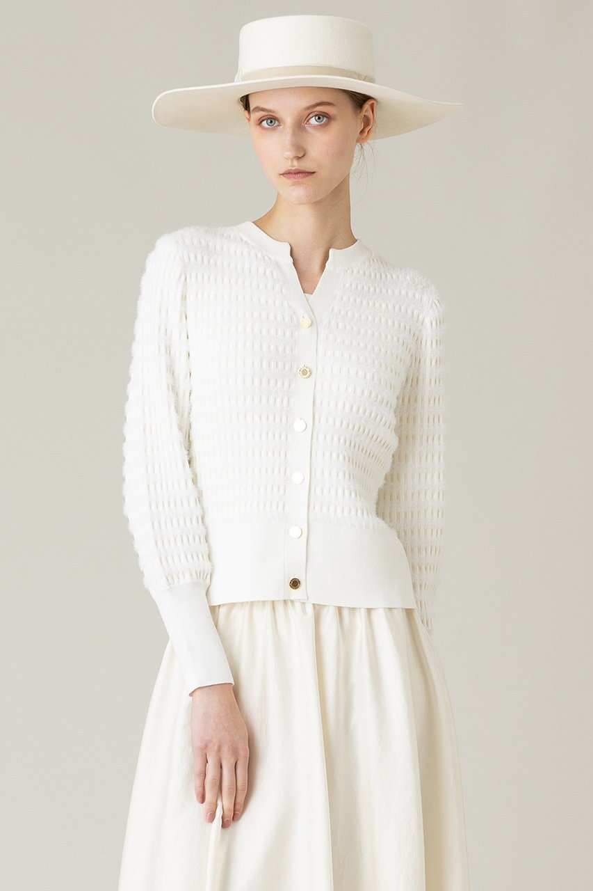 【アルアバイル/allureville】の【LOULOU WILLOUGHBY】フェザーリブボーダーカーディガン 人気、トレンドファッション・服の通販 founy(ファニー) 　ファッション　Fashion　レディースファッション　Fashion for Women　トップス・カットソー　Cut & Sew Tops　ニット　Knit Tops & Sweaters　カーディガン・羽織り　Layered Style Cardigans　カーディガン　Cardigan, Knitwear　フェザーヤーン　Feather Yarn, Fluffy Yarn　フロント　Front, Front Design　ボトム　Bottoms, Lower Wear　ボーダー　Border, Stripe　ワイド　Wide, Wide Fit　 other-1|ID: prp329100004884193 ipo3291000000036458563