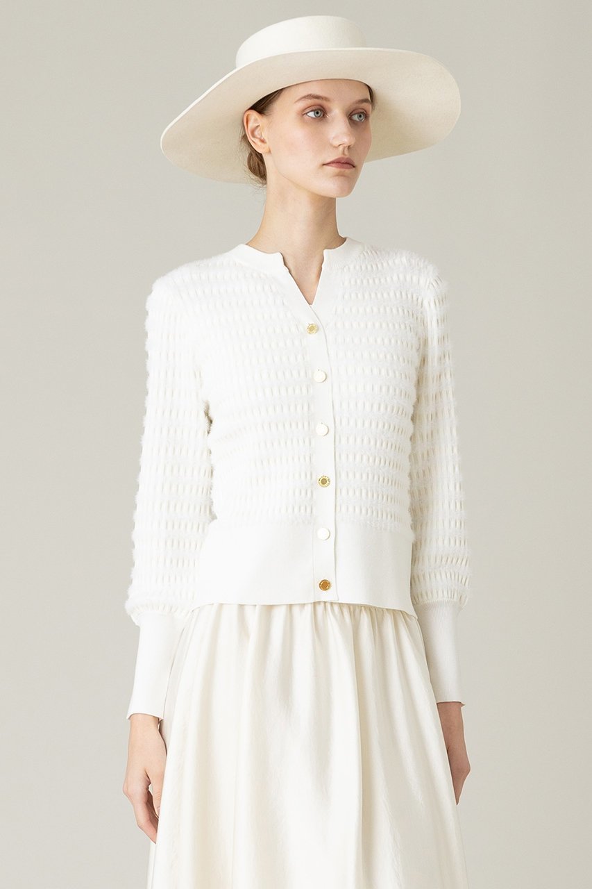 【アルアバイル/allureville】の【LOULOU WILLOUGHBY】フェザーリブボーダーカーディガン 人気、トレンドファッション・服の通販 founy(ファニー) 　ファッション　Fashion　レディースファッション　Fashion for Women　トップス・カットソー　Cut & Sew Tops　ニット　Knit Tops & Sweaters　カーディガン・羽織り　Layered Style Cardigans　カーディガン　Cardigan, Knitwear　フェザーヤーン　Feather Yarn, Fluffy Yarn　フロント　Front, Front Design　ボトム　Bottoms, Lower Wear　ボーダー　Border, Stripe　ワイド　Wide, Wide Fit　other-4|ID: prp329100004884193 ipo3291000000036458570