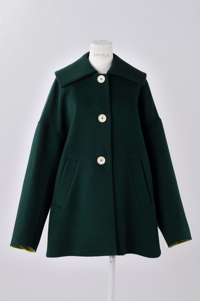 【エンフォルド/ENFOLD】のウールリバー フラットカラーショートコート インテリア・キッズ・メンズ・レディースファッション・服の通販 founy(ファニー) https://founy.com/ ファッション Fashion レディースファッション Fashion for Women アウター Coat / Outerwear Collection コート・ロングコート・ピーコート Long Coats, Peacoats & More オケージョン Occasion Wear クラシカル Classical, Vintage-Inspired ショート Short, Short Length パターン Pattern, Design Print フラット Flat, Flat Shoes ベーシック Basic, Essential エレガント 上品 Elegant |ID: prp329100004884323 ipo3291000000036459643