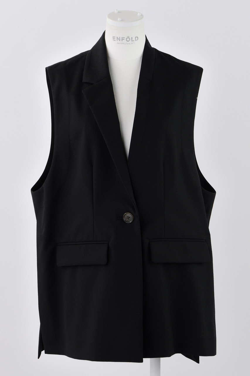 【エンフォルド/ENFOLD】のHigh Twist Weave ワイドテーラードベスト インテリア・キッズ・メンズ・レディースファッション・服の通販 founy(ファウニー) 　ファッション　Fashion　レディースファッション　Fashion for Women　アウター　Coat / Outerwear Collection　レディースジャケット・軽アウター　Jackets　アシンメトリー　Asymmetrical Style　ジャケット　Jacket, Outerwear　フォーマル　Formal, Dressy　ベスト　Vest, Waistcoat　ロング　Long, Long-Length　ブラック|ID: prp329100004884361 ipo3291000000036459978