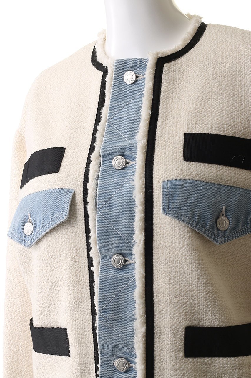 【ヒューエルミュージアム/hueLe Museum】の【STUMBLY】ツイードデニムコンビジャケット 人気、トレンドファッション・服の通販 founy(ファニー) ファッション Fashion レディースファッション Fashion for Women アウター Coat / Outerwear Collection レディースジャケット・軽アウター Jackets ショート Short, Short Length ジャケット Jacket, Outerwear ツイード Twill, Twill Weave デニム Denim, Jeans Material ドッキング Docking, Mixed Material バランス Balance, Style Balance フリンジ Fringe, Tassel ベーシック Basic, Essential ワイド Wide, Wide Fit エレガント 上品 Elegant other-5|ID: prp329100004884396 ipo3291000000036460282