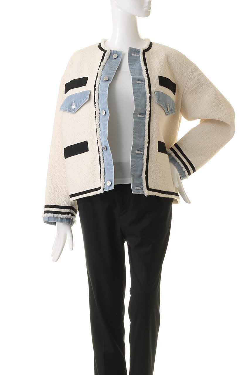 【ヒューエルミュージアム/hueLe Museum】の【STUMBLY】ツイードデニムコンビジャケット 人気、トレンドファッション・服の通販 founy(ファニー) ファッション Fashion レディースファッション Fashion for Women アウター Coat / Outerwear Collection レディースジャケット・軽アウター Jackets ショート Short, Short Length ジャケット Jacket, Outerwear ツイード Twill, Twill Weave デニム Denim, Jeans Material ドッキング Docking, Mixed Material バランス Balance, Style Balance フリンジ Fringe, Tassel ベーシック Basic, Essential ワイド Wide, Wide Fit エレガント 上品 Elegant other-7|ID: prp329100004884396 ipo3291000000036460284