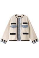 【ヒューエルミュージアム/hueLe Museum】の【STUMBLY】ツイードデニムコンビジャケット 人気、トレンドファッション・服の通販 founy(ファニー) ファッション Fashion レディースファッション Fashion for Women アウター Coat / Outerwear Collection レディースジャケット・軽アウター Jackets ショート Short, Short Length ジャケット Jacket, Outerwear ツイード Twill, Twill Weave デニム Denim, Jeans Material ドッキング Docking, Mixed Material バランス Balance, Style Balance フリンジ Fringe, Tassel ベーシック Basic, Essential ワイド Wide, Wide Fit エレガント 上品 Elegant |ID:prp329100004884396