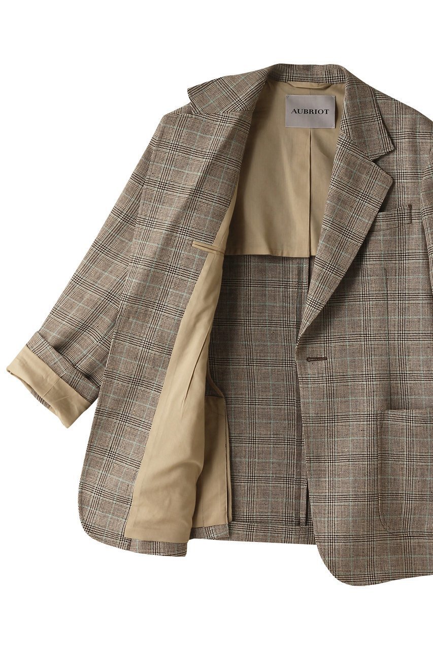 【オブリオ/AUBRIOT】のリッチェリグレンチェックリネン テーラードジャケット 人気、トレンドファッション・服の通販 founy(ファニー) 　ファッション　Fashion　レディースファッション　Fashion for Women　アウター　Coat / Outerwear Collection　レディースジャケット・軽アウター　Jackets　テーラードジャケット / 通勤・きれいめスタイル　Tailored Jackets & Blazers　クラシック　Classic, Timeless Style　ジャケット　Jacket, Outerwear　スタイリッシュ　Stylish, Fashionable　チェック　Check, Plaid, Tartan　リネン　Linen, Linen Fabric　夏　Summer　春　Spring　S/S・春夏　SS, Spring/Summer, Warm Season　other-2|ID: prp329100004884406 ipo3291000000036460358