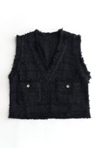 【メゾンスペシャル/MAISON SPECIAL】のTweed Short Length Vest/ツイードショートベスト 人気、トレンドファッション・服の通販 founy(ファニー) ファッション Fashion レディースファッション Fashion for Women アウター Coat / Outerwear Collection レディースジャケット・軽アウター Jackets インナー Innerwear サマー Summer, Summer Style ジャケット Jacket, Outerwear ダウン Down, Puffer ツイード Twill, Twill Weave フリンジ Fringe, Tassel ベスト Vest, Waistcoat エレガント 上品 Elegant 夏 Summer 春 Spring thumbnail BLK(ブラック)|ID: prp329100004884413 ipo3291000000036460414