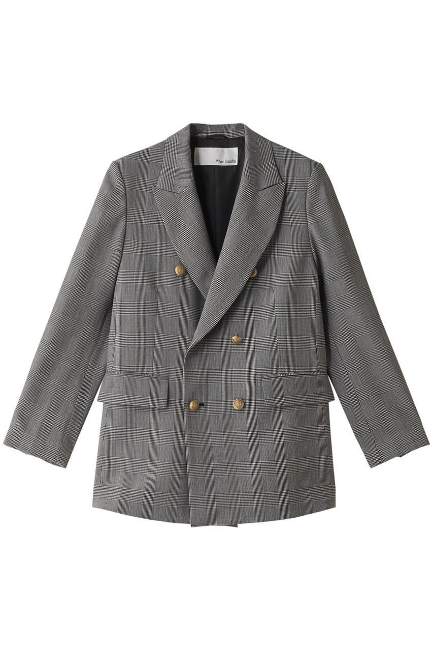 【ウィムガゼット/Whim Gazette】のダブルボタンジャケット インテリア・キッズ・メンズ・レディースファッション・服の通販 founy(ファニー) 　ファッション　Fashion　レディースファッション　Fashion for Women　アウター　Coat / Outerwear Collection　レディースジャケット・軽アウター　Jackets　クラシカル　Classical, Vintage-Inspired　シルバー　Silver, Metallic Silver　ジャケット　Jacket, Outerwear　ストライプ　Stripe, Striped Pattern　セットアップ　Set-Up, Coordinated Outfit　チェック　Check, Plaid, Tartan　定番　Standard, Basic Item　無地　Plain, Solid Color　レオパード　Leopard, Animal Print　おすすめ　Recommended / Our Picks　エレガント 上品　Elegant　ブラック|ID: prp329100004884414 ipo3291000000036460425