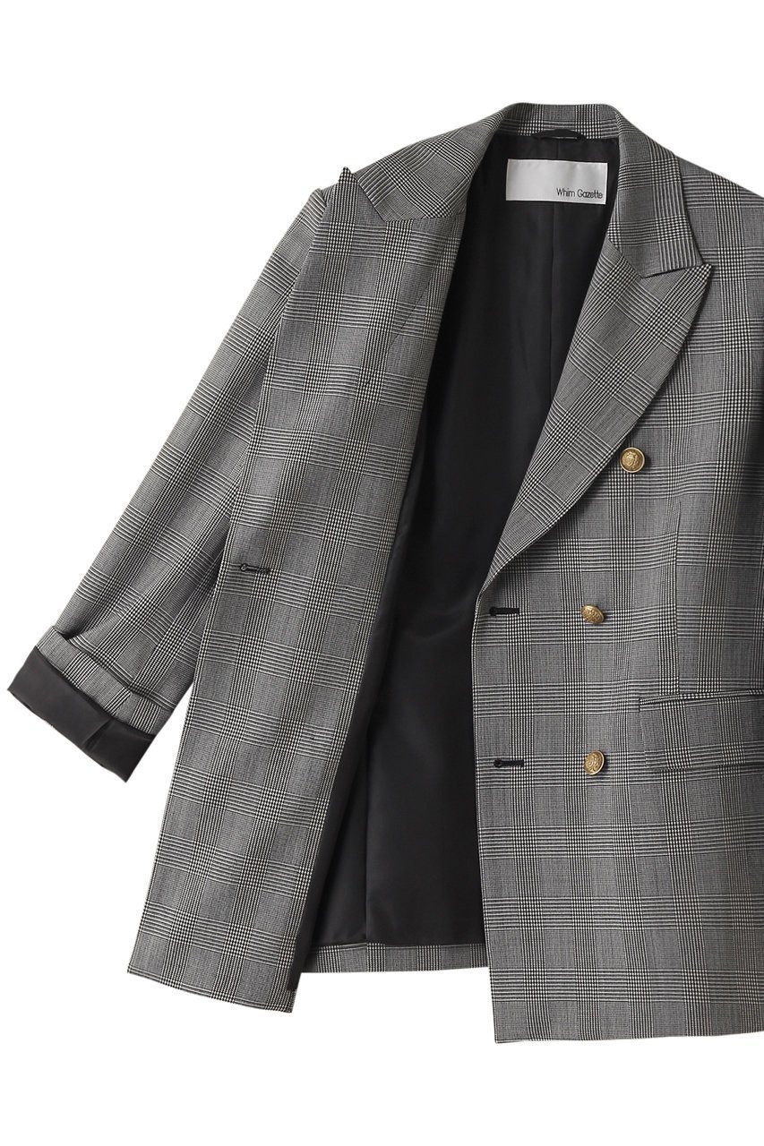 【ウィムガゼット/Whim Gazette】のダブルボタンジャケット 人気、トレンドファッション・服の通販 founy(ファニー) 　ファッション　Fashion　レディースファッション　Fashion for Women　アウター　Coat / Outerwear Collection　レディースジャケット・軽アウター　Jackets　クラシカル　Classical, Vintage-Inspired　シルバー　Silver, Metallic Silver　ジャケット　Jacket, Outerwear　ストライプ　Stripe, Striped Pattern　セットアップ　Set-Up, Coordinated Outfit　チェック　Check, Plaid, Tartan　定番　Standard, Basic Item　無地　Plain, Solid Color　レオパード　Leopard, Animal Print　おすすめ　Recommended / Our Picks　エレガント 上品　Elegant　other-6|ID: prp329100004884414 ipo3291000000036460430