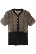 【プランク プロジェクト/PRANK PROJECT】のチュールコンビニットカーディガン / Tulle Combi Knit Cardigan 大人の最旬トレンドファッション＆コーディネート founy(ファウニー) ファッション Fashion レディースファッション Fashion for Women トップス・カットソー Cut & Sew Tops ニット Knit Tops & Sweaters カーディガン・羽織り Layered Style Cardigans カーディガン Cardigan, Knitwear コンパクト Compact, Small Size スリット Slit, Slit Detail チュール Tulip, Tulip Motif ドッキング Docking, Mixed Material フロント Front, Front Design リブニット Rib Knit, Ribbed Knit 羽織 Haori, Light Jacket thumbnail BGE(ベージュ)|ID: prp329100004884425 ipo3291000000036460595