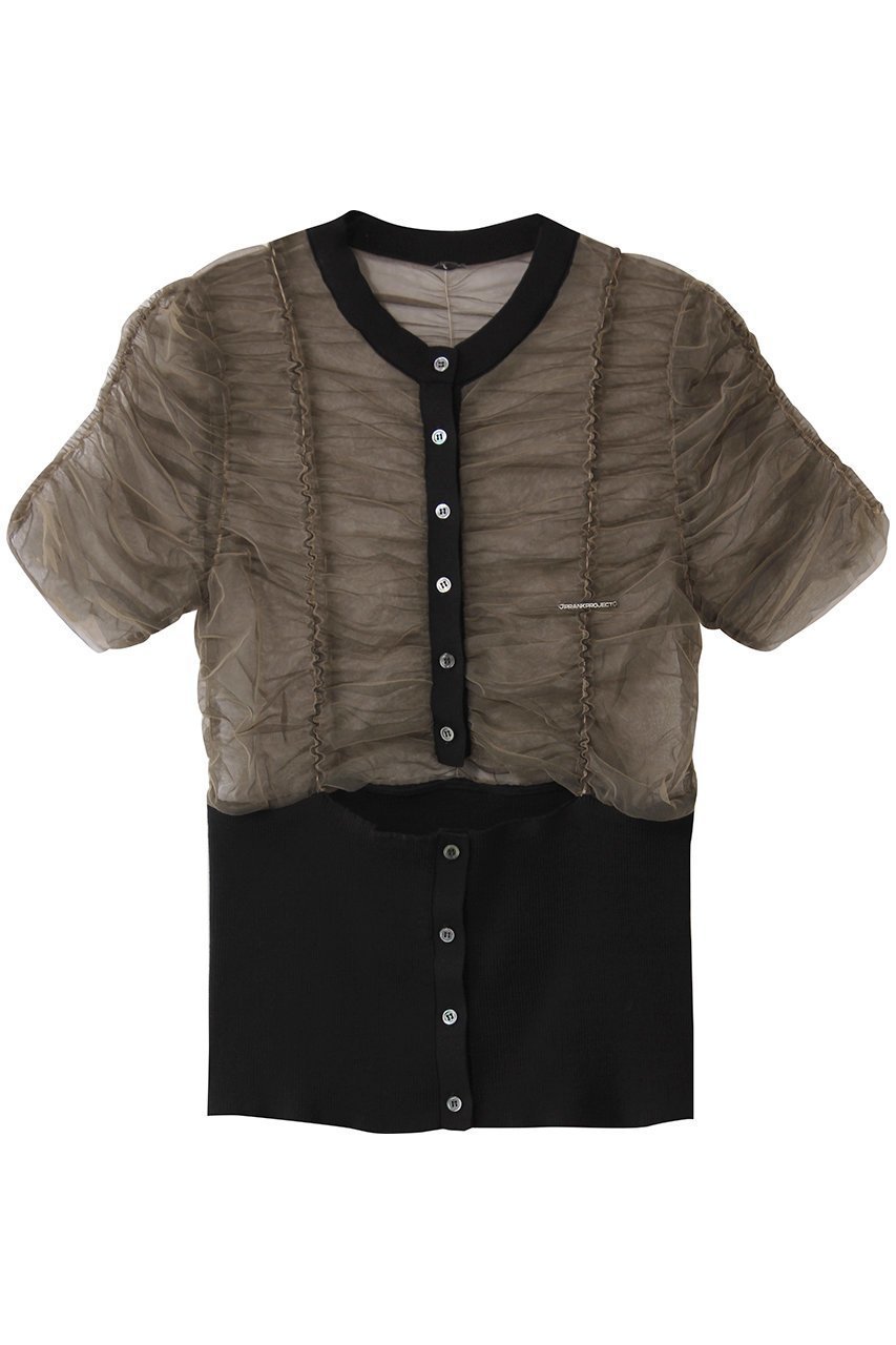 【プランク プロジェクト/PRANK PROJECT】のチュールコンビニットカーディガン / Tulle Combi Knit Cardigan インテリア・キッズ・メンズ・レディースファッション・服の通販 founy(ファウニー) 　ファッション　Fashion　レディースファッション　Fashion for Women　トップス・カットソー　Cut & Sew Tops　ニット　Knit Tops & Sweaters　カーディガン・羽織り　Layered Style Cardigans　カーディガン　Cardigan, Knitwear　コンパクト　Compact, Small Size　スリット　Slit, Slit Detail　チュール　Tulip, Tulip Motif　ドッキング　Docking, Mixed Material　フロント　Front, Front Design　リブニット　Rib Knit, Ribbed Knit　羽織　Haori, Light Jacket　BGE(ベージュ)|ID: prp329100004884425 ipo3291000000036460595