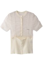 【プランク プロジェクト/PRANK PROJECT】のチュールコンビニットカーディガン / Tulle Combi Knit Cardigan 大人の最旬トレンドファッション＆コーディネート founy(ファウニー) ファッション Fashion レディースファッション Fashion for Women トップス・カットソー Cut & Sew Tops ニット Knit Tops & Sweaters カーディガン・羽織り Layered Style Cardigans カーディガン Cardigan, Knitwear コンパクト Compact, Small Size スリット Slit, Slit Detail チュール Tulip, Tulip Motif ドッキング Docking, Mixed Material フロント Front, Front Design リブニット Rib Knit, Ribbed Knit 羽織 Haori, Light Jacket thumbnail WHT(ホワイト)|ID: prp329100004884425 ipo3291000000036460596