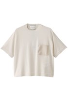 【ベイジ,/BEIGE,】のNADIA(ナディア)/レザーポケット付き半袖ニットTシャツ(ウォッシャブル) Ecru|ID: prp329100004884426 ipo3291000000036460605