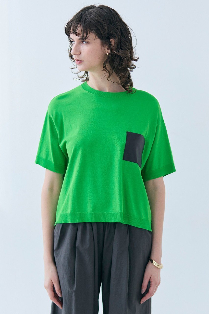 【ベイジ,/BEIGE,】のNADIA(ナディア)/レザーポケット付き半袖ニットTシャツ(ウォッシャブル) 人気、トレンドファッション・服の通販 founy(ファニー) 　ファッション　Fashion　レディースファッション　Fashion for Women　トップス・カットソー　Cut & Sew Tops　ニット　Knit Tops & Sweaters　シャツ・ブラウス・オフィスカジュアル　Elegant Blouses & Button-Ups　ロングTシャツ・Tシャツ　Longline T-Shirts & Tees　カジュアルプルオーバー・ニットトップス　Pullovers & Knit Tops / Casual Pullovers　おすすめ　Recommended / Our Picks　ウォッシャブル　Machine Washable　スウェット / スエット　Sweatshirt, Sweatwear　ストレッチ　Stretch, Stretchy Fabric　ファブリック　Fabric, Textile　ポケット　Pocket, Pocket Detail　ワイド　Wide, Wide Fit　半袖　Short Sleeve, Half Sleeve　other-7|ID: prp329100004884426 ipo3291000000036460613