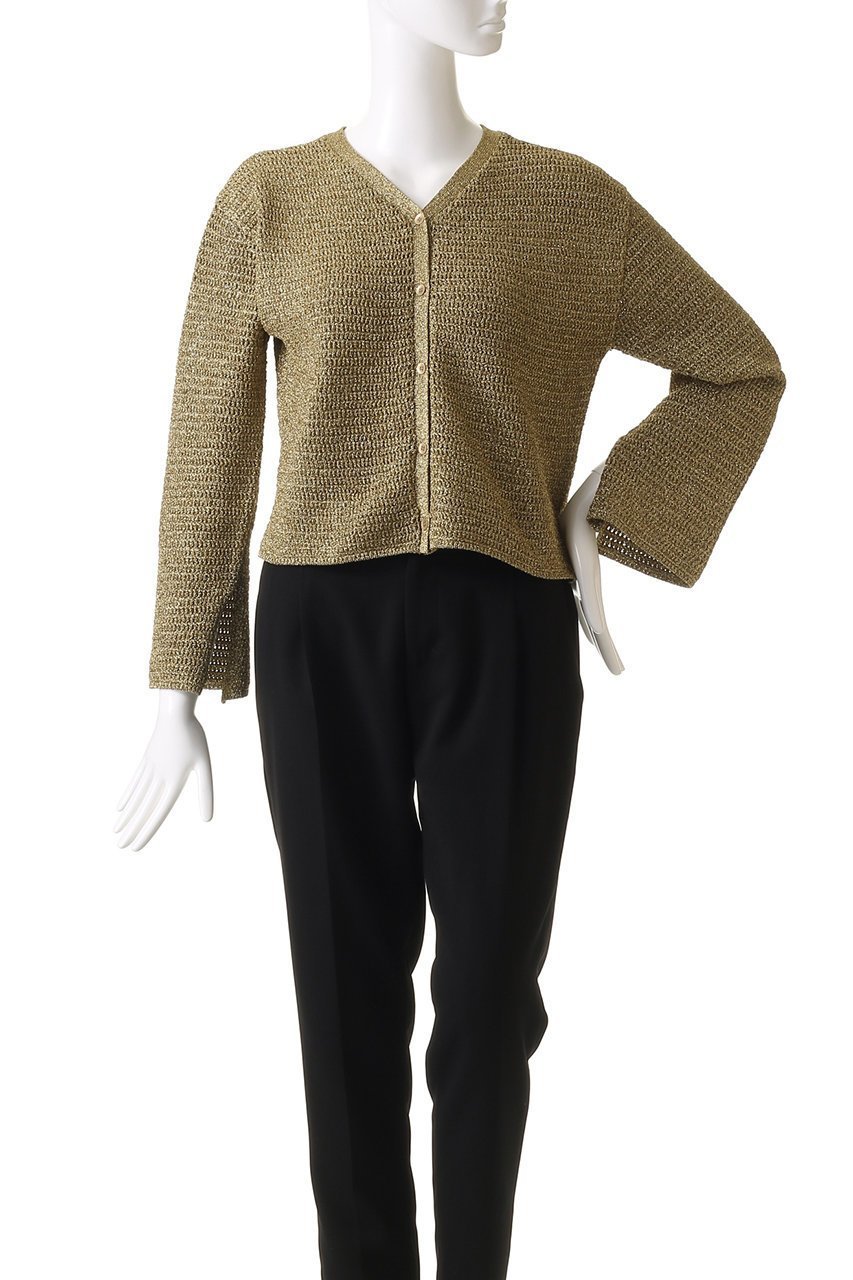 【ルームエイト/Room no.8】の【Room no.8 BLACK】LAME ドロップニットカーディガン 人気、トレンドファッション・服の通販 founy(ファニー) 　ファッション　Fashion　レディースファッション　Fashion for Women　トップス・カットソー　Cut & Sew Tops　ニット　Knit Tops & Sweaters　カーディガン・羽織り　Layered Style Cardigans　カーディガン　Cardigan, Knitwear　シンプル　Simple, Minimal　バランス　Balance, Style Balance　フロント　Front, Front Design　other-2|ID: prp329100004884428 ipo3291000000036460626