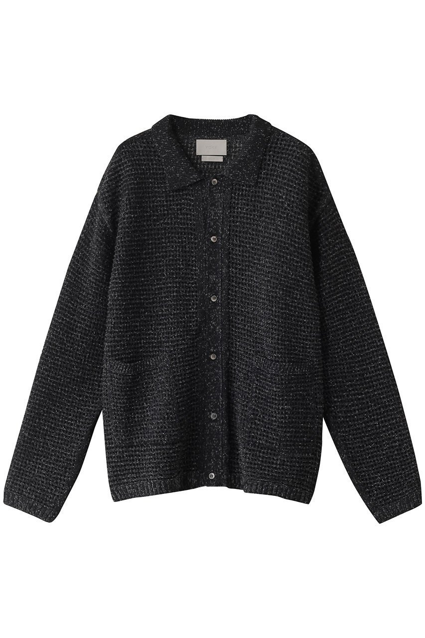 【ヨーク/YOKE】の【UNISEX】MESH KNITTED シャツ カーディガン インテリア・キッズ・メンズ・レディースファッション・服の通販 founy(ファウニー) 　ファッション　Fashion　レディースファッション　Fashion for Women　トップス・カットソー　Cut & Sew Tops　ニット　Knit Tops & Sweaters　カーディガン・羽織り　Layered Style Cardigans　シャツ・ブラウス・オフィスカジュアル　Elegant Blouses & Button-Ups　ユニセックス　Unisex, Genderless　カーディガン　Cardigan, Knitwear　リラックス　Relax, Relaxed Fit　定番　Standard, Basic Item　ブラック|ID: prp329100004884439 ipo3291000000036460722