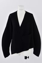 【エンフォルド/ENFOLD】のノーカラーカーディガン 大人の最旬トレンドファッション＆コーディネート founy(ファウニー) ファッション Fashion レディースファッション Fashion for Women トップス・カットソー Cut & Sew Tops ニット Knit Tops & Sweaters カーディガン・羽織り Layered Style Cardigans アシンメトリー Asymmetrical Style エレガント 上品 Elegant カッティング Cutting Detail カーディガン Cardigan, Knitwear ポケット Pocket, Pocket Detail メルトン Melton, Heavy Wool thumbnail ブラック|ID: prp329100004884443 ipo3291000000036460754