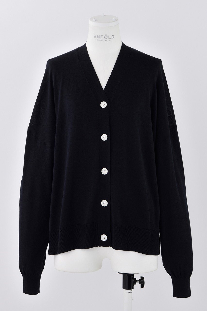 【エンフォルド/ENFOLD】のボックス Vカーディガン インテリア・キッズ・メンズ・レディースファッション・服の通販 founy(ファニー) 　ファッション　Fashion　レディースファッション　Fashion for Women　トップス・カットソー　Cut & Sew Tops　ニット　Knit Tops & Sweaters　カーディガン・羽織り　Layered Style Cardigans　カーディガン　Cardigan, Knitwear　シルク　Silk, 100% Silk　フォーマル　Formal, Dressy　ボックス　Boxy, Box Shape　定番　Standard, Basic Item　春　Spring　秋　Autumn　ダークネイビー|ID: prp329100004884444 ipo3291000000036460762