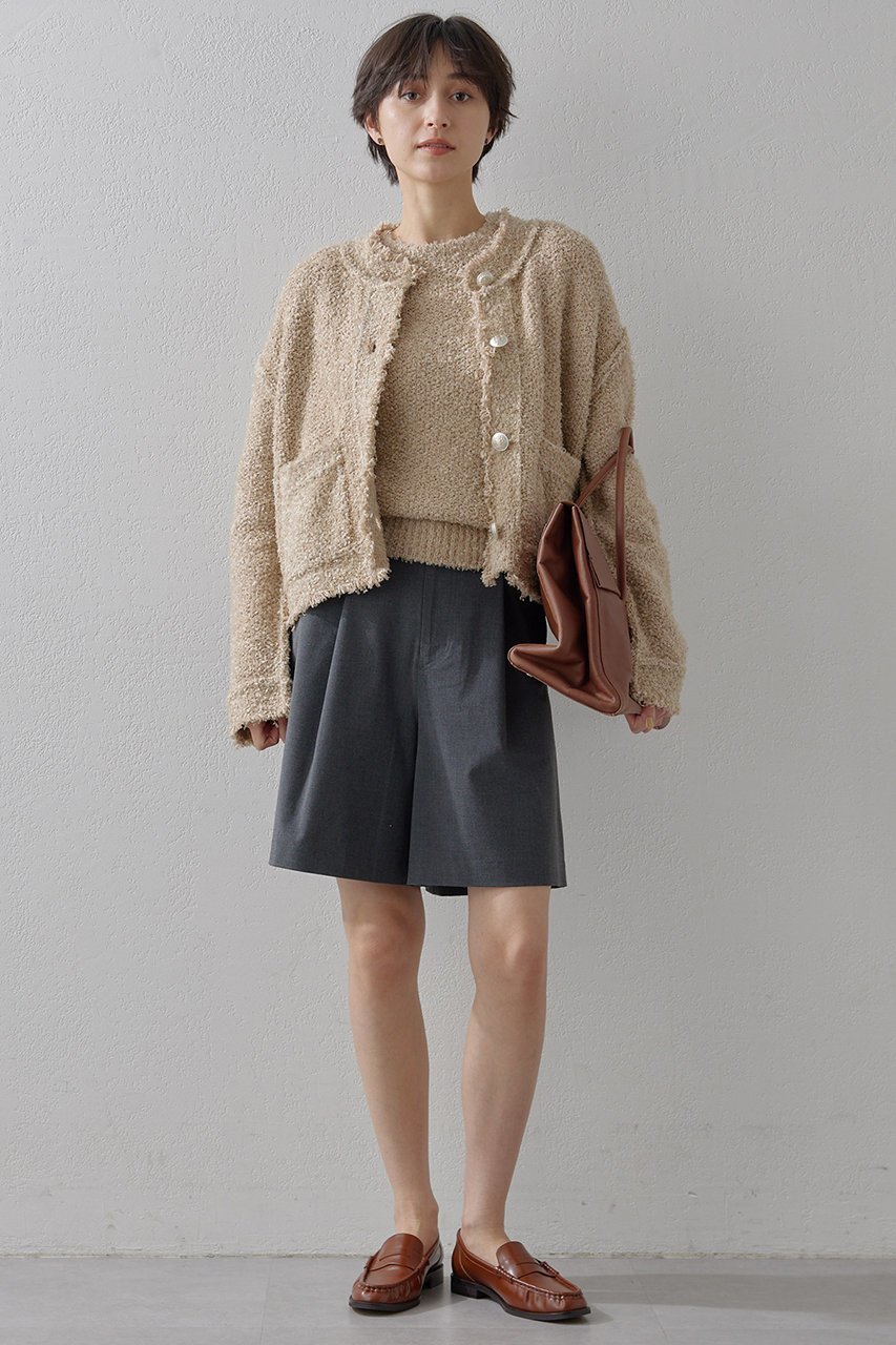 【ウィムガゼット/Whim Gazette】のハンソデTWEEDYニットプルオーバー 人気、トレンドファッション・服の通販 founy(ファニー) 　ファッション　Fashion　レディースファッション　Fashion for Women　トップス・カットソー　Cut & Sew Tops　ニット　Knit Tops & Sweaters　カジュアルプルオーバー・ニットトップス　Pullovers & Knit Tops / Casual Pullovers　コンパクト　Compact, Small Size　ストレッチ　Stretch, Stretchy Fabric　ツイード　Twill, Twill Weave　トレンド　Trend, Trending Now　半袖　Short Sleeve, Half Sleeve　other-2|ID: prp329100004884447 ipo3291000000036460787