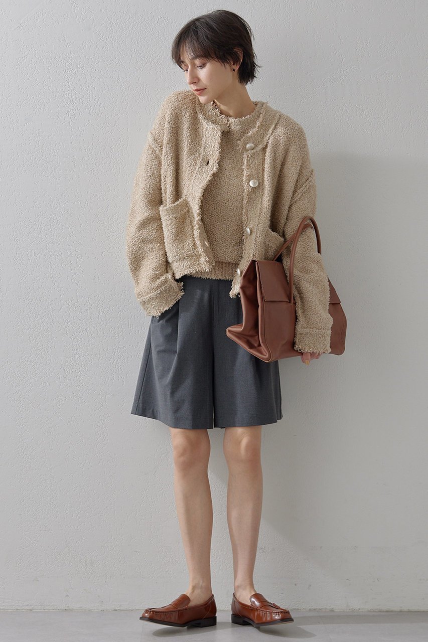 【ウィムガゼット/Whim Gazette】のハンソデTWEEDYニットプルオーバー 人気、トレンドファッション・服の通販 founy(ファニー) 　ファッション　Fashion　レディースファッション　Fashion for Women　トップス・カットソー　Cut & Sew Tops　ニット　Knit Tops & Sweaters　カジュアルプルオーバー・ニットトップス　Pullovers & Knit Tops / Casual Pullovers　コンパクト　Compact, Small Size　ストレッチ　Stretch, Stretchy Fabric　ツイード　Twill, Twill Weave　トレンド　Trend, Trending Now　半袖　Short Sleeve, Half Sleeve　other-6|ID: prp329100004884447 ipo3291000000036460791