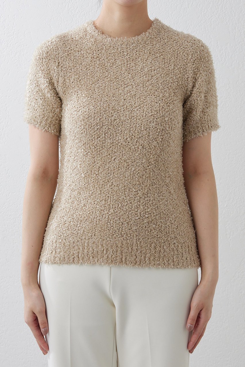 【ウィムガゼット/Whim Gazette】のハンソデTWEEDYニットプルオーバー 人気、トレンドファッション・服の通販 founy(ファニー) 　ファッション　Fashion　レディースファッション　Fashion for Women　トップス・カットソー　Cut & Sew Tops　ニット　Knit Tops & Sweaters　カジュアルプルオーバー・ニットトップス　Pullovers & Knit Tops / Casual Pullovers　コンパクト　Compact, Small Size　ストレッチ　Stretch, Stretchy Fabric　ツイード　Twill, Twill Weave　トレンド　Trend, Trending Now　半袖　Short Sleeve, Half Sleeve　other-7|ID: prp329100004884447 ipo3291000000036460792