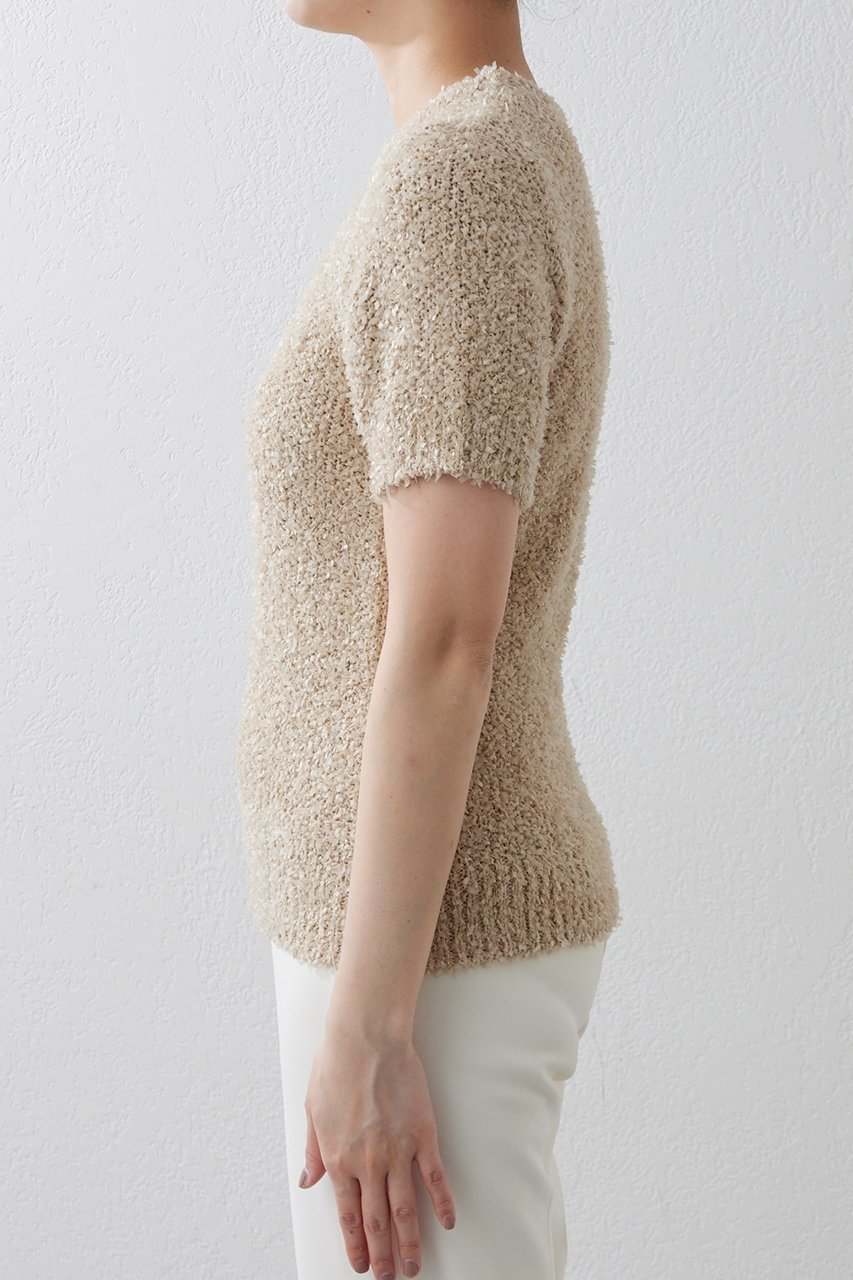 【ウィムガゼット/Whim Gazette】のハンソデTWEEDYニットプルオーバー 人気、トレンドファッション・服の通販 founy(ファニー) 　ファッション　Fashion　レディースファッション　Fashion for Women　トップス・カットソー　Cut & Sew Tops　ニット　Knit Tops & Sweaters　カジュアルプルオーバー・ニットトップス　Pullovers & Knit Tops / Casual Pullovers　コンパクト　Compact, Small Size　ストレッチ　Stretch, Stretchy Fabric　ツイード　Twill, Twill Weave　トレンド　Trend, Trending Now　半袖　Short Sleeve, Half Sleeve　other-8|ID: prp329100004884447 ipo3291000000036460793