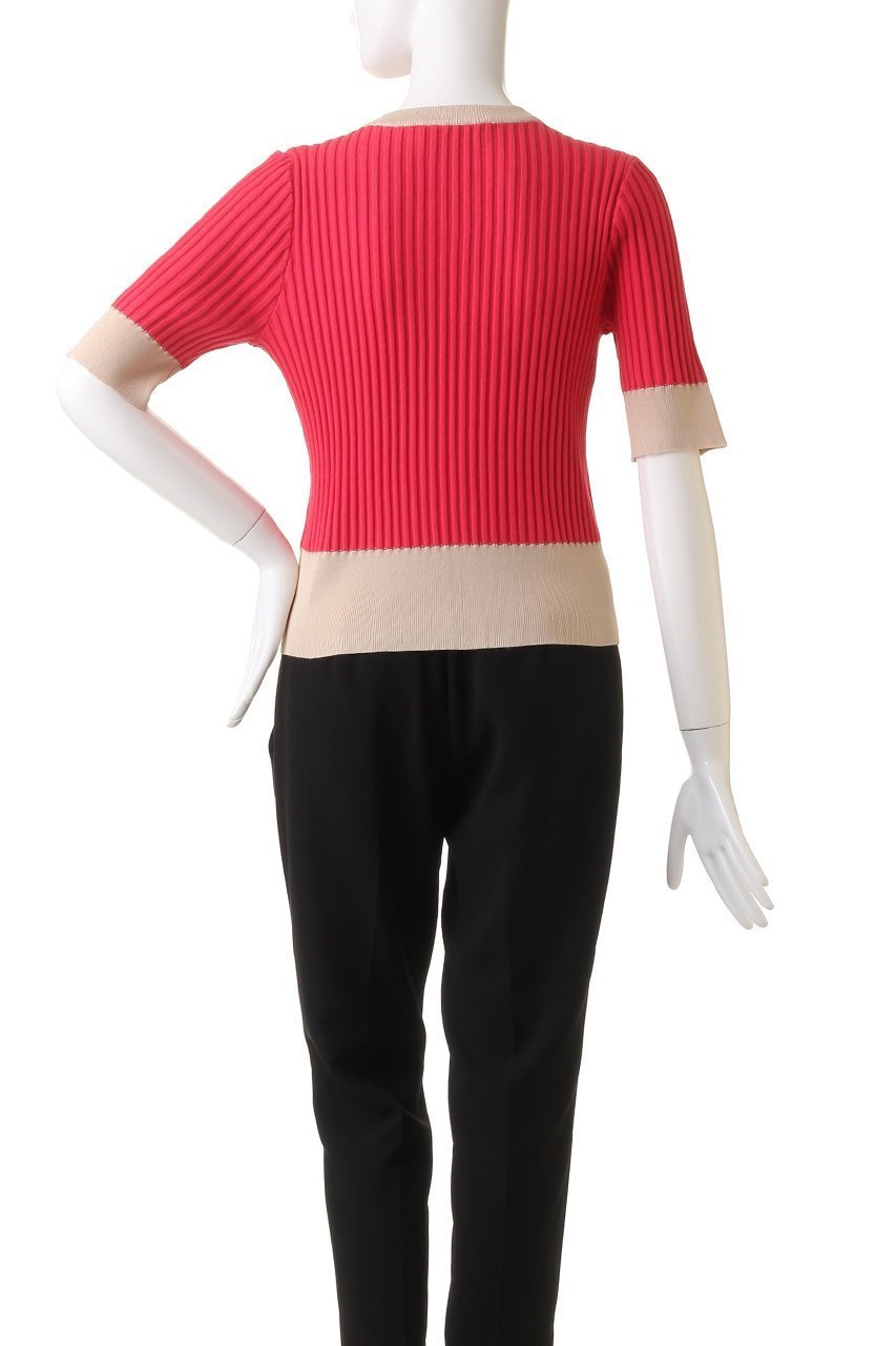 【アルアバイル/allureville】の【Loulou Willoughby】バイカラーキーネック5分袖カーディガン 人気、トレンドファッション・服の通販 founy(ファニー) 　ファッション　Fashion　レディースファッション　Fashion for Women　トップス・カットソー　Cut & Sew Tops　ニット　Knit Tops & Sweaters　カーディガン・羽織り　Layered Style Cardigans　おすすめ　Recommended / Our Picks　カーディガン　Cardigan, Knitwear　半袖　Short Sleeve, Half Sleeve　other-4|ID: prp329100004884458 ipo3291000000036460879