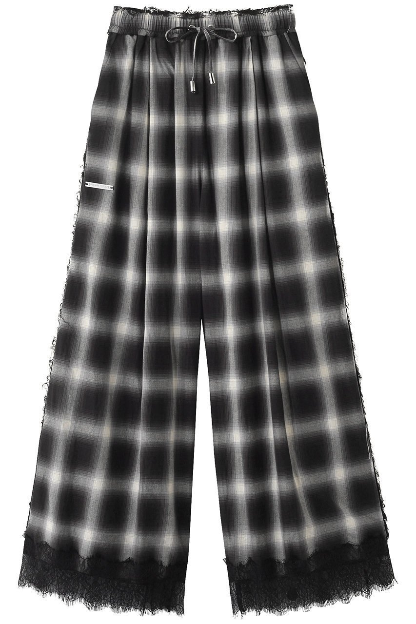 【プランク プロジェクト/PRANK PROJECT】のチェックパンツ インテリア・キッズ・メンズ・レディースファッション・服の通販 founy(ファウニー) 　ファッション　Fashion　レディースファッション　Fashion for Women　パンツ　Pants & Trousers　おすすめ　Recommended / Our Picks　チェック　Check, Plaid, Tartan　リラックス　Relax, Relaxed Fit　レース　Lace, Lace Fabric　エレガント 上品　Elegant　BLK(ブラック)|ID: prp329100004884490 ipo3291000000036461125