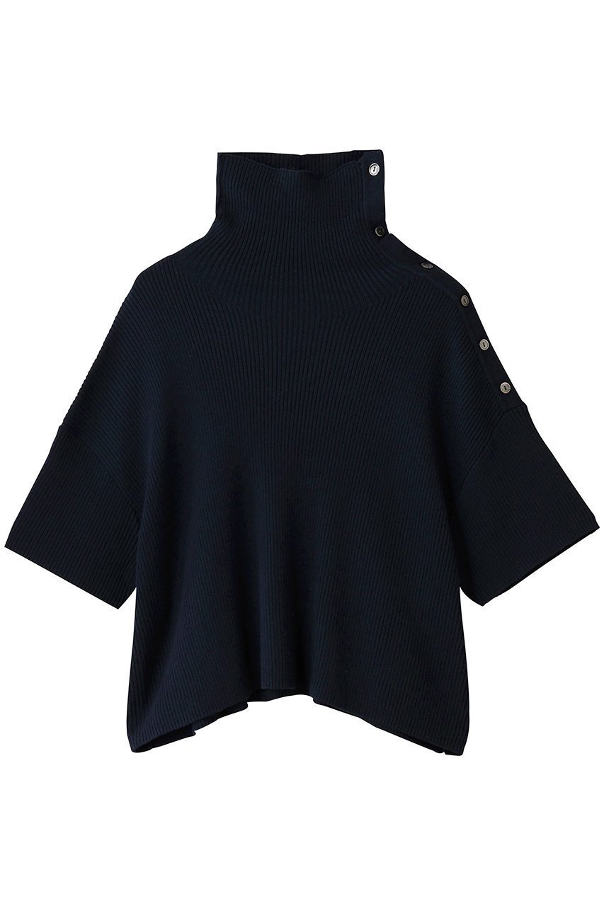 【ミズイロ インド/mizuiro ind】のアシンメトリーカラーリブプルオーバー インテリア・キッズ・メンズ・レディースファッション・服の通販 founy(ファウニー) 　ファッション　Fashion　レディースファッション　Fashion for Women　トップス・カットソー　Cut & Sew Tops　ニット　Knit Tops & Sweaters　カジュアルプルオーバー・ニットトップス　Pullovers & Knit Tops / Casual Pullovers　ハイネック　High Neck, Mock Neck　ロング　Long, Long-Length　エレガント 上品　Elegant　navy|ID: prp329100004884534 ipo3291000000036461474