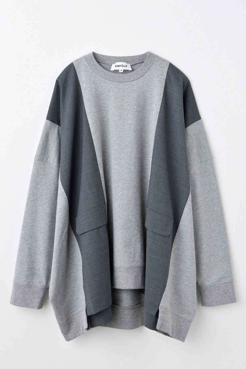 【エンフォルド/ENFOLD】のSWELL-HEM PULLOVER/プルオーバー インテリア・キッズ・メンズ・レディースファッション・服の通販 founy(ファニー) 　ファッション　Fashion　レディースファッション　Fashion for Women　トップス・カットソー　Cut & Sew Tops　ニット　Knit Tops & Sweaters　カジュアルプルオーバー・ニットトップス　Pullovers & Knit Tops / Casual Pullovers　カットソー　Cut and Sewn Top　クール　Cool, Chic　スウェット / スエット　Sweatshirt, Sweatwear　スーツ　Suit, Formalwear　ドッキング　Docking, Mixed Material　ベビー　Baby, Babywear　トップグレー|ID: prp329100004884569 ipo3291000000036461762