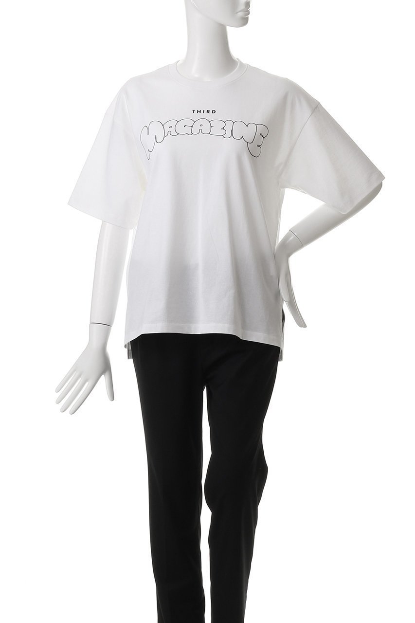 【サードマガジン/THIRD MAGAZINE】のバブルロゴTシャツ 人気、トレンドファッション・服の通販 founy(ファニー) 　ファッション　Fashion　レディースファッション　Fashion for Women　トップス・カットソー　Cut & Sew Tops　シャツ・ブラウス・オフィスカジュアル　Elegant Blouses & Button-Ups　ロングTシャツ・Tシャツ　Longline T-Shirts & Tees　カットソー・ベーシックTシャツ　Cut-and-Sewn Tops / Stretch Tees & Basics　ショート　Short, Short Length　シンプル　Simple, Minimal　スリーブ　Sleeve, Long Sleeve / Short Sleeve　モコモコ　Fuzzy, Fluffy　モノトーン　Monotone, Black and White　半袖　Short Sleeve, Half Sleeve　other-2|ID: prp329100004884599 ipo3291000000036462033