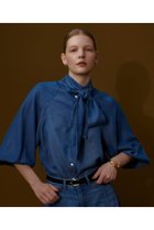 【アルアバイル/allureville】のデニムボウブラウス 人気、トレンドファッション・服の通販 founy(ファニー) ファッション Fashion レディースファッション Fashion for Women トップス・カットソー Cut & Sew Tops シャツ・ブラウス・オフィスカジュアル Elegant Blouses & Button-Ups ウエスタン Western Style スリーブ Sleeve, Long Sleeve / Short Sleeve セットアップ Set-Up, Coordinated Outfit デニム Denim, Jeans Material ドット Polka Dot, Dot Pattern ロング Long, Long-Length ヴィンテージ Vintage Style thumbnail ブルー|ID: prp329100004884613 ipo3291000000036462134