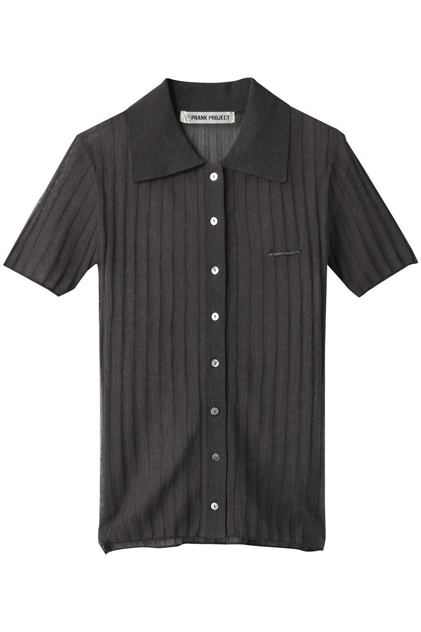 【プランク プロジェクト/PRANK PROJECT】のリブニットポロシャツ / Ribbed Knit Polo Shirt インテリア・キッズ・メンズ・レディースファッション・服の通販 founy(ファニー) 　ファッション　Fashion　レディースファッション　Fashion for Women　トップス・カットソー　Cut & Sew Tops　ニット　Knit Tops & Sweaters　シャツ・ブラウス・オフィスカジュアル　Elegant Blouses & Button-Ups　ロングTシャツ・Tシャツ　Longline T-Shirts & Tees　ポロシャツ・きれいめカジュアル　Smart-Casual Polo Tops　カットソー・ベーシックTシャツ　Cut-and-Sewn Tops / Stretch Tees & Basics　シアー　Sheer, See-Through　ショート　Short, Short Length　ストライプ　Stripe, Striped Pattern　スリーブ　Sleeve, Long Sleeve / Short Sleeve　トレンド　Trend, Trending Now　フィット　Fit, Slim Fit　ワイドリブ　Wide Rib, Wide Ribbed Knit　C.GRY(チャコールグレー)|ID: prp329100004884624 ipo3291000000036462230