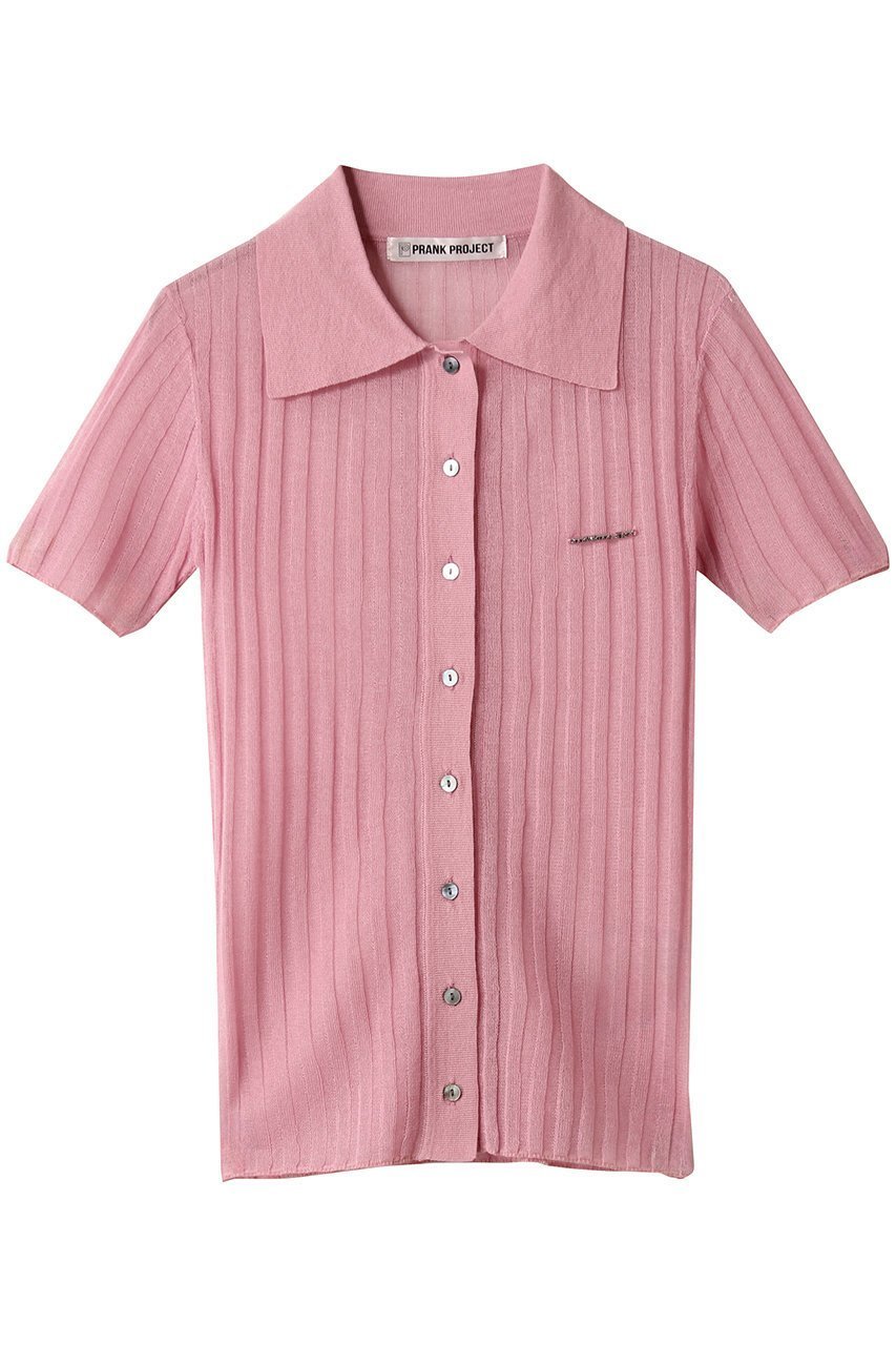 【プランク プロジェクト/PRANK PROJECT】のリブニットポロシャツ / Ribbed Knit Polo Shirt インテリア・キッズ・メンズ・レディースファッション・服の通販 founy(ファニー) 　ファッション　Fashion　レディースファッション　Fashion for Women　トップス・カットソー　Cut & Sew Tops　ニット　Knit Tops & Sweaters　シャツ・ブラウス・オフィスカジュアル　Elegant Blouses & Button-Ups　ロングTシャツ・Tシャツ　Longline T-Shirts & Tees　ポロシャツ・きれいめカジュアル　Smart-Casual Polo Tops　カットソー・ベーシックTシャツ　Cut-and-Sewn Tops / Stretch Tees & Basics　シアー　Sheer, See-Through　ショート　Short, Short Length　ストライプ　Stripe, Striped Pattern　スリーブ　Sleeve, Long Sleeve / Short Sleeve　トレンド　Trend, Trending Now　フィット　Fit, Slim Fit　ワイドリブ　Wide Rib, Wide Ribbed Knit　PNK(ピンク)|ID: prp329100004884624 ipo3291000000036462232