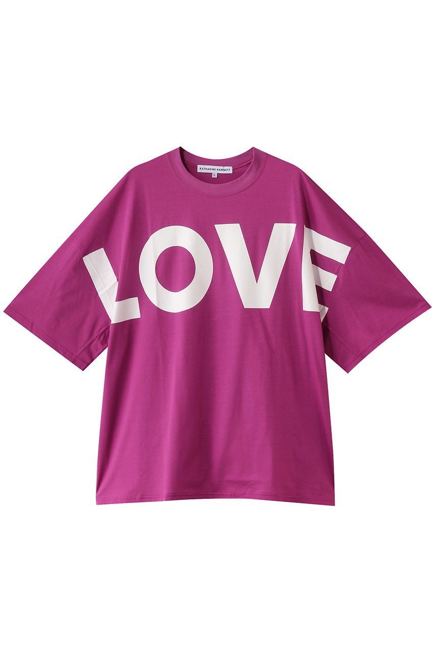 【キャサリンハムネット/KATHARINE HAMNETT LONDON】の【UNISEX】ビッグラブ スローガンTシャツ インテリア・キッズ・メンズ・レディースファッション・服の通販 founy(ファニー) 　ファッション　Fashion　レディースファッション　Fashion for Women　トップス・カットソー　Cut & Sew Tops　シャツ・ブラウス・オフィスカジュアル　Elegant Blouses & Button-Ups　ロングTシャツ・Tシャツ　Longline T-Shirts & Tees　カットソー・ベーシックTシャツ　Cut-and-Sewn Tops / Stretch Tees & Basics　ユニセックス　Unisex, Genderless　ショート　Short, Short Length　シンプル　Simple, Minimal　スリーブ　Sleeve, Long Sleeve / Short Sleeve　ビッグ　Big, Oversized　ピンク|ID: prp329100004884753 ipo3291000000036463638