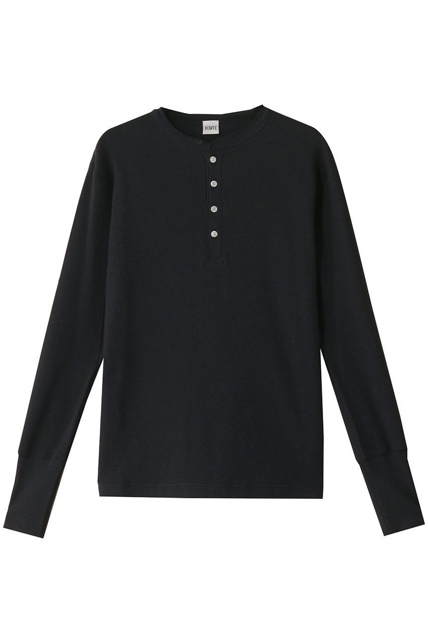 【バウト/BOWTE】のサーマルヘンリーネックTシャツ インテリア・キッズ・メンズ・レディースファッション・服の通販 founy(ファニー) 　ファッション　Fashion　レディースファッション　Fashion for Women　トップス・カットソー　Cut & Sew Tops　シャツ・ブラウス・オフィスカジュアル　Elegant Blouses & Button-Ups　ロングTシャツ・Tシャツ　Longline T-Shirts & Tees　カットソー・ベーシックTシャツ　Cut-and-Sewn Tops / Stretch Tees & Basics　インナー　Innerwear　カーディガン　Cardigan, Knitwear　サーマル　Thermal, Waffle Knit　シルク　Silk, 100% Silk　ジャケット　Jacket, Outerwear　スリーブ　Sleeve, Long Sleeve / Short Sleeve　ロング　Long, Long-Length　ブラック|ID: prp329100004884769 ipo3291000000036463756