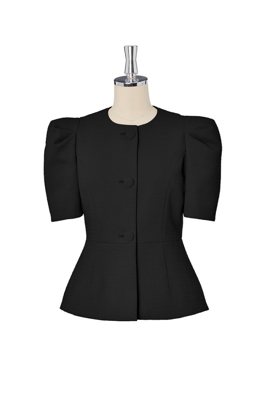 【デイジーリン/DAISY LIN】のJacket “Lady Puff Tweed” インテリア・キッズ・メンズ・レディースファッション・服の通販 founy(ファウニー) 　ファッション　Fashion　レディースファッション　Fashion for Women　アウター　Coat / Outerwear Collection　レディースジャケット・軽アウター　Jackets　ウォッシャブル　Machine Washable　エレガント 上品　Elegant　ジャケット　Jacket, Outerwear　ストレッチ　Stretch, Stretchy Fabric　スリーブ　Sleeve, Long Sleeve / Short Sleeve　ツイード　Twill, Twill Weave　なめらか　Smooth, Silky Texture　パウダー　Powder, Soft Tone　ベロア　Velour, Soft Velvet　ワイド　Wide, Wide Fit　ブラック|ID: prp329100004884771 ipo3291000000036922433