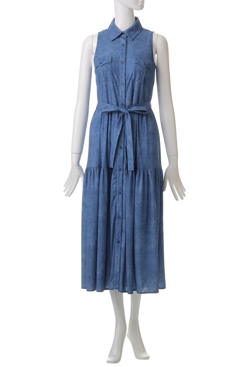 【コルコバード/CORCOVADO】のデニムプリントスリーブレスシャツドレス 人気、トレンドファッション・服の通販 founy(ファニー) ファッション Fashion レディースファッション Fashion for Women ワンピース Dresses フォーマル・パーティードレス・結婚式用ドレス Elegant & Casual Dresses チュニック Tunic Tops & Dresses チュニック Tunic, Long Top デニム Denim, Jeans Material ドレス Dress, One-Piece ドレープ Drape, Draping Fabric エレガント 上品 Elegant 夏 Summer other-2|ID: prp329100004884793 ipo3291000000036463935