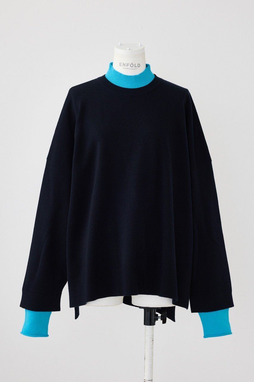 【エンフォルド/ENFOLD】のレイヤードN/C BOX P.O/プルオーバー インテリア・キッズ・メンズ・レディースファッション・服の通販 founy(ファニー) 　ファッション　Fashion　レディースファッション　Fashion for Women　トップス・カットソー　Cut & Sew Tops　ニット　Knit Tops & Sweaters　カジュアルプルオーバー・ニットトップス　Pullovers & Knit Tops / Casual Pullovers　タートルネック　Turtleneck, High Neck　ハイネック　High Neck, Mock Neck　ボックス　Boxy, Box Shape　リラックス　Relax, Relaxed Fit　定番　Standard, Basic Item　ダークネイビー|ID: prp329100004884832 ipo3291000000036464242