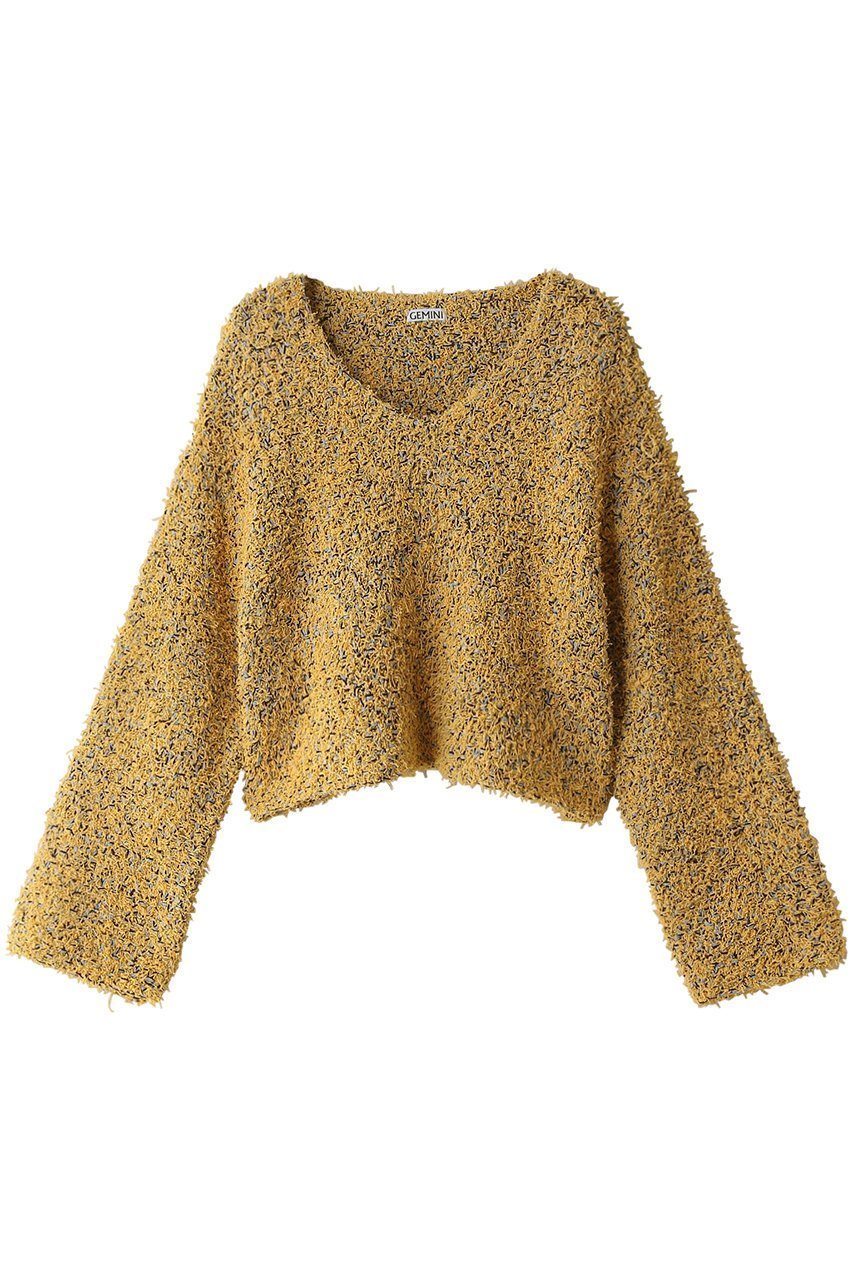 【ウィムガゼット/Whim Gazette】の【GEMINI】ミックスプルオーバー インテリア・キッズ・メンズ・レディースファッション・服の通販 founy(ファニー) 　ファッション　Fashion　レディースファッション　Fashion for Women　トップス・カットソー　Cut & Sew Tops　ニット　Knit Tops & Sweaters　カジュアルプルオーバー・ニットトップス　Pullovers & Knit Tops / Casual Pullovers　ショート　Short, Short Length　バランス　Balance, Style Balance　フレア　Flare, Flared　ミックス　Mix, Mixed Style　イエロー|ID: prp329100004884868 ipo3291000000036464495