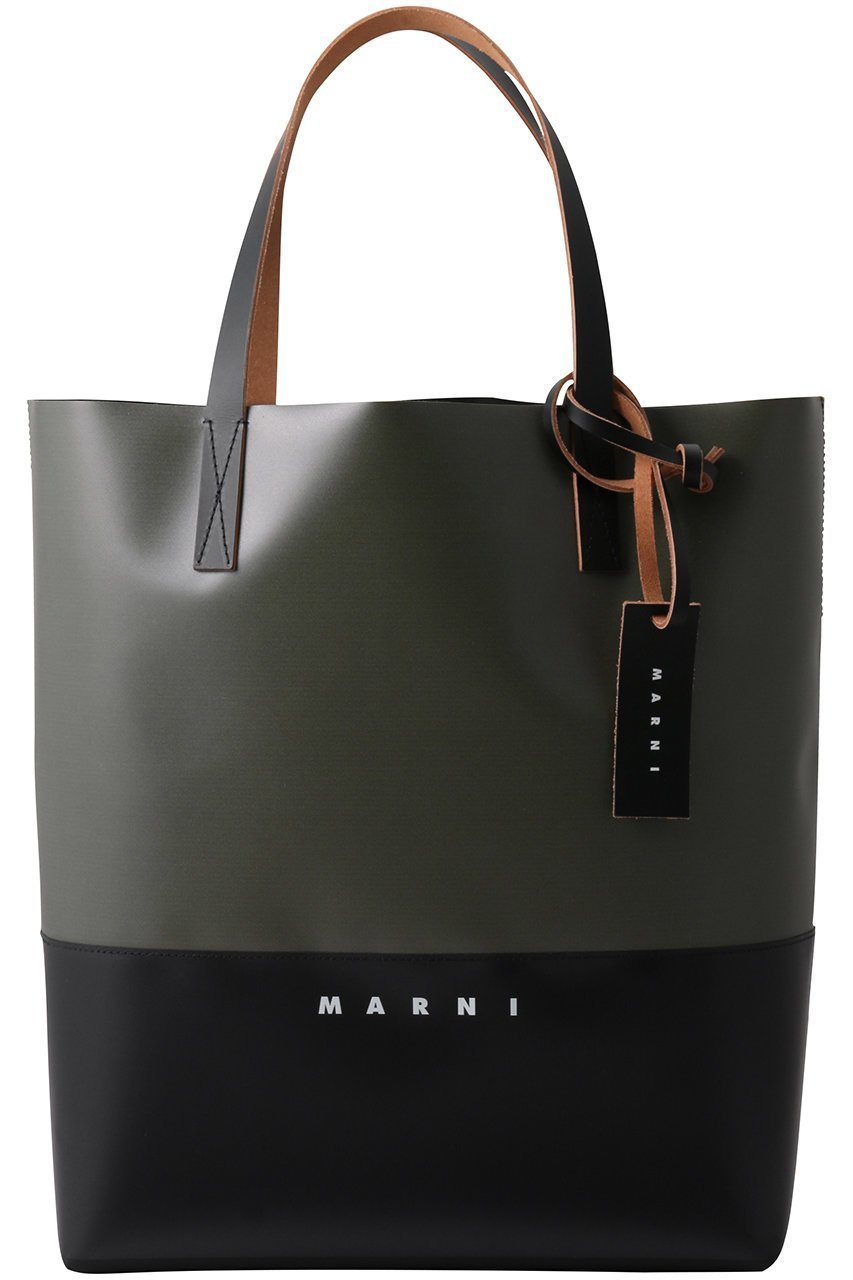 【マルニ/MARNI】のTRIBECA バイカラーショッピングバッグ インテリア・キッズ・メンズ・レディースファッション・服の通販 founy(ファニー) 　ファッション　Fashion　レディースファッション　Fashion for Women　バッグ　Bags　ユニセックス　Unisex, Genderless　スクエア　Square, Square Shape　フォルム　Silhouette, Form　人気　Popular, Best Seller　定番　Standard, Basic Item　ディープセージ×ブラック|ID: prp329100004884973 ipo3291000000036465449
