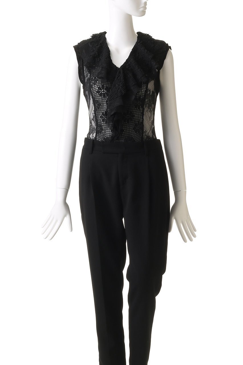 【プランク プロジェクト/PRANK PROJECT】のレースフリルボディースーツ / Lace Frill Bodysuit 人気、トレンドファッション・服の通販 founy(ファニー) 　ファッション　Fashion　レディースファッション　Fashion for Women　トップス・カットソー　Cut & Sew Tops　キャミソール&ノースリーブ　Camisoles & Sleeveless Tops　シャツ・ブラウス・オフィスカジュアル　Elegant Blouses & Button-Ups　ロングTシャツ・Tシャツ　Longline T-Shirts & Tees　カットソー・ベーシックTシャツ　Cut-and-Sewn Tops / Stretch Tees & Basics　インナー　Innerwear　キャミソール　Camisole, Spaghetti Strap Top　ジャケット　Jacket, Outerwear　ストレッチ　Stretch, Stretchy Fabric　スーツ　Suit, Formalwear　タンク　Tank Top, Sleeveless Top　レース　Lace, Lace Fabric　other-2|ID: prp329100004884982 ipo3291000000036465517