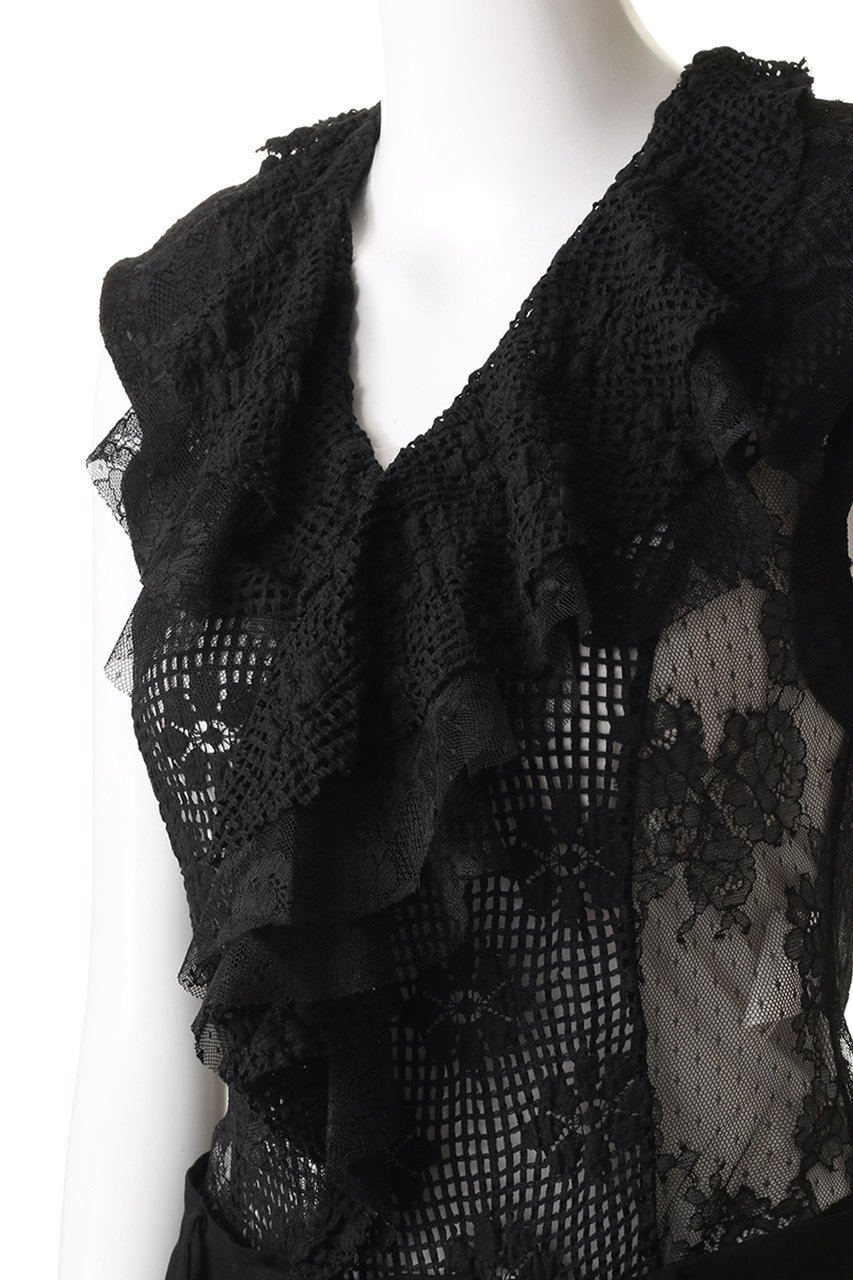 【プランク プロジェクト/PRANK PROJECT】のレースフリルボディースーツ / Lace Frill Bodysuit 人気、トレンドファッション・服の通販 founy(ファニー) 　ファッション　Fashion　レディースファッション　Fashion for Women　トップス・カットソー　Cut & Sew Tops　キャミソール&ノースリーブ　Camisoles & Sleeveless Tops　シャツ・ブラウス・オフィスカジュアル　Elegant Blouses & Button-Ups　ロングTシャツ・Tシャツ　Longline T-Shirts & Tees　カットソー・ベーシックTシャツ　Cut-and-Sewn Tops / Stretch Tees & Basics　インナー　Innerwear　キャミソール　Camisole, Spaghetti Strap Top　ジャケット　Jacket, Outerwear　ストレッチ　Stretch, Stretchy Fabric　スーツ　Suit, Formalwear　タンク　Tank Top, Sleeveless Top　レース　Lace, Lace Fabric　other-5|ID: prp329100004884982 ipo3291000000036465520