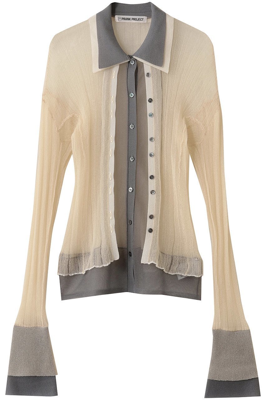 【プランク プロジェクト/PRANK PROJECT】のレイヤードシアーリブスリムニットシャツ / Layered Sheer Ribbed Slim Knit Shirt インテリア・キッズ・メンズ・レディースファッション・服の通販 founy(ファニー) 　ファッション　Fashion　レディースファッション　Fashion for Women　トップス・カットソー　Cut & Sew Tops　ニット　Knit Tops & Sweaters　カーディガン・羽織り　Layered Style Cardigans　シャツ・ブラウス・オフィスカジュアル　Elegant Blouses & Button-Ups　ロングTシャツ・Tシャツ　Longline T-Shirts & Tees　カーディガン　Cardigan, Knitwear　シアー　Sheer, See-Through　ボトム　Bottoms, Lower Wear　IVR(アイボリー)|ID: prp329100004884994 ipo3291000000036465663