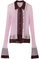 【プランク プロジェクト/PRANK PROJECT】のレイヤードシアーリブスリムニットシャツ / Layered Sheer Ribbed Slim Knit Shirt 人気、トレンドファッション・服の通販 founy(ファニー) ファッション Fashion レディースファッション Fashion for Women トップス・カットソー Cut & Sew Tops ニット Knit Tops & Sweaters カーディガン・羽織り Layered Style Cardigans シャツ・ブラウス・オフィスカジュアル Elegant Blouses & Button-Ups ロングTシャツ・Tシャツ Longline T-Shirts & Tees カーディガン Cardigan, Knitwear シアー Sheer, See-Through ボトム Bottoms, Lower Wear thumbnail PNK(ピンク)|ID: prp329100004884994 ipo3291000000036465664